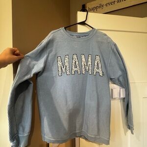 Cozy Blue 'MAMA' Crew Neck Sweater